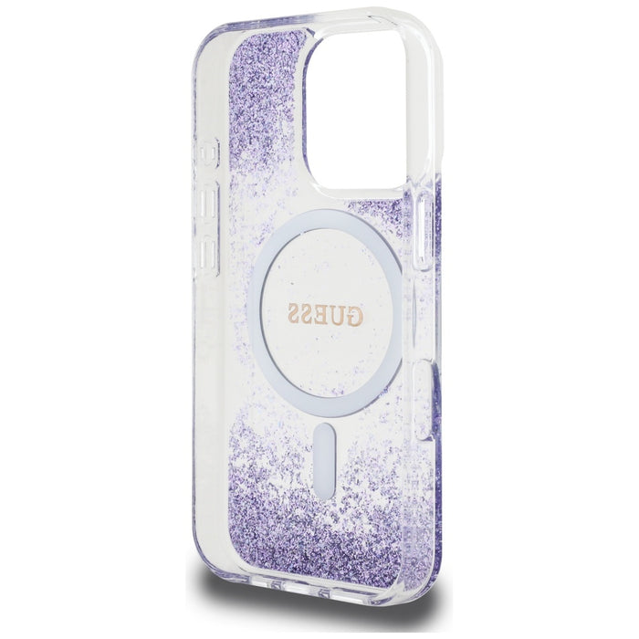 Guess HC Resin Bottom Glitter MagSafe case for iPhone 16 Pro Max - purple