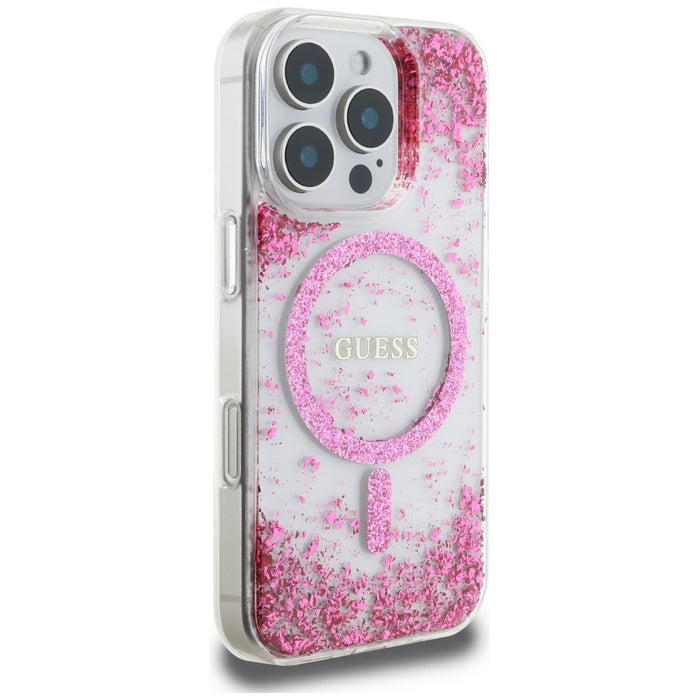 Guess HC Resin Bottom Glitter MagSafe Case for iPhone 16 Pro Max - Pink
