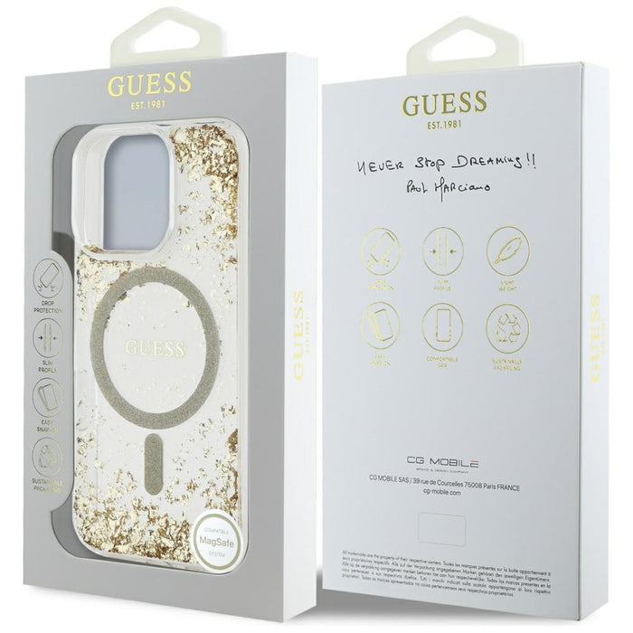 Guess HC Resin Bottom Glitter MagSafe case for iPhone 16 Pro Max - gold
