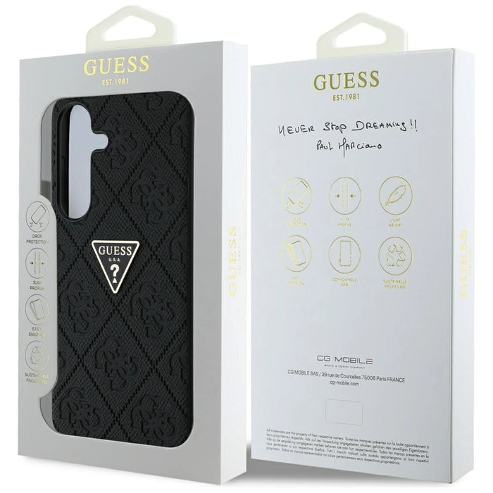 Guess Hot Stamp 4G Pattern Triangle Metal Logo case for Samsung Galaxy S25 - black