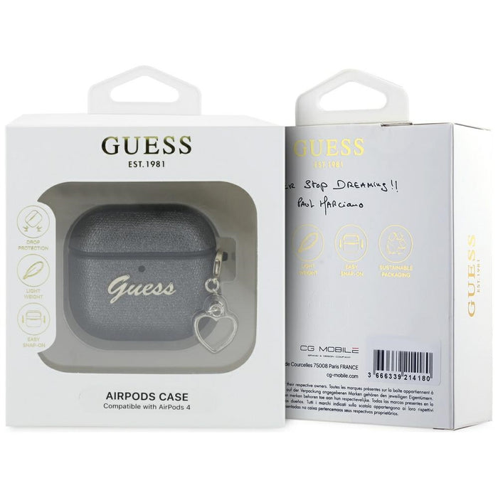 Guess Metallic Script Charm Case for AirPods 4 - Black