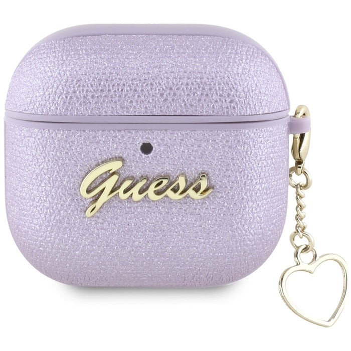 Guess Metallic Script Charm Case for AirPods 4 - Purple