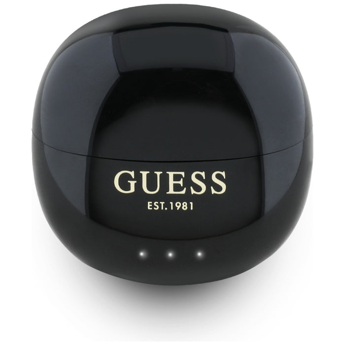 Guess Glossy Effect Egg Shape Printed Classic Logo TWS headphones - black