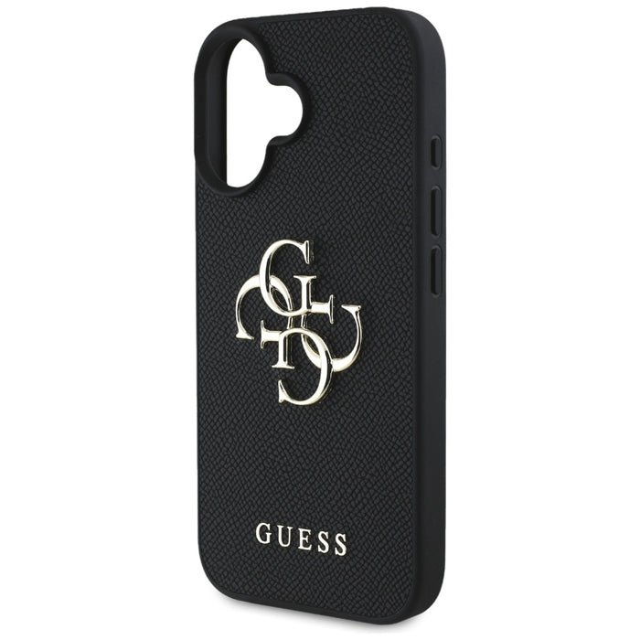 Guess Grained Big 4G Logo Small Classic Logo case for iPhone 16 - black