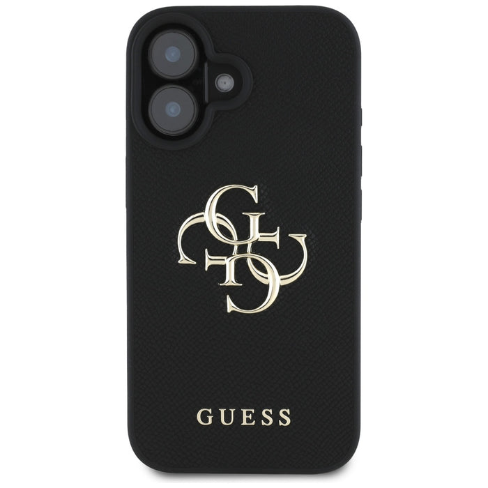 Guess Grained Big 4G Logo Small Classic Logo case for iPhone 16 - black