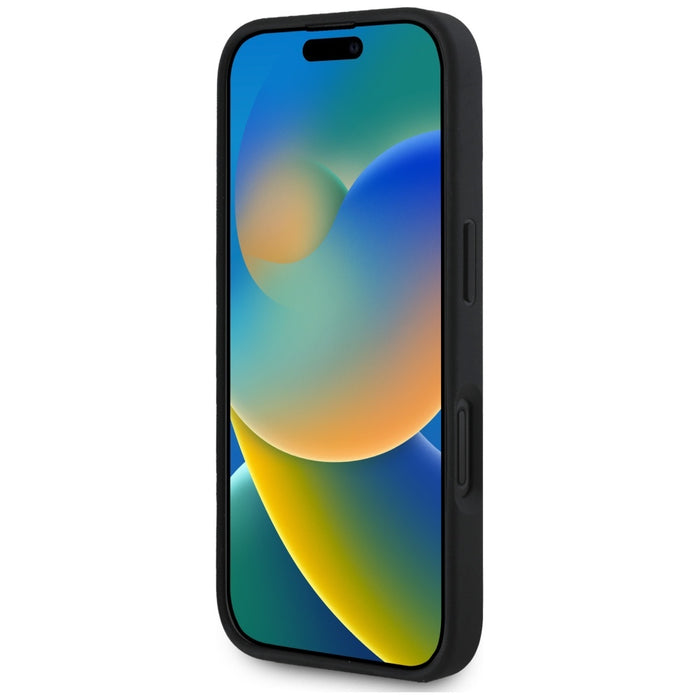 Guess Grained Big 4G Logo Small Classic Logo case for iPhone 16 - black