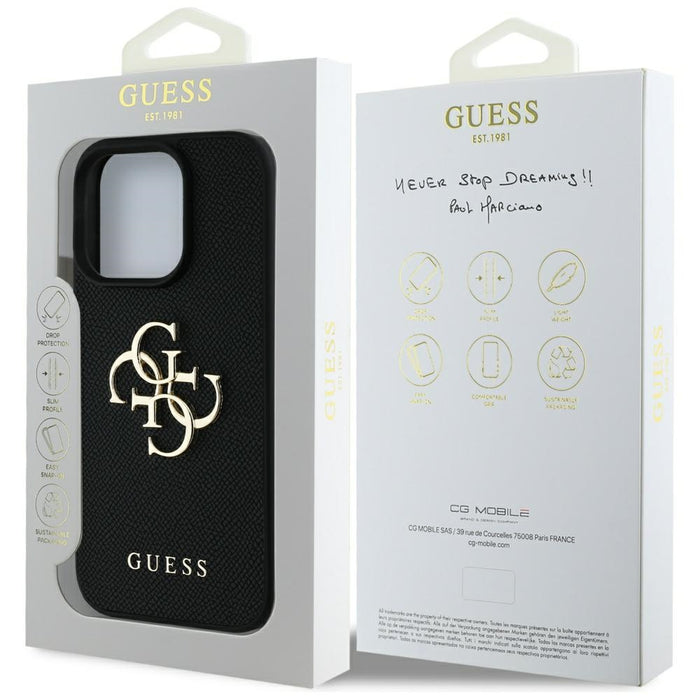 Guess Grained Big 4G Logo Small Classic Logo case for iPhone 16 Pro - black