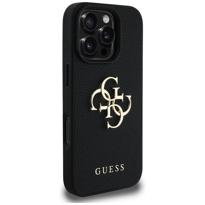 Guess Grained Big 4G Logo Small Classic Logo case for iPhone 16 Pro - black