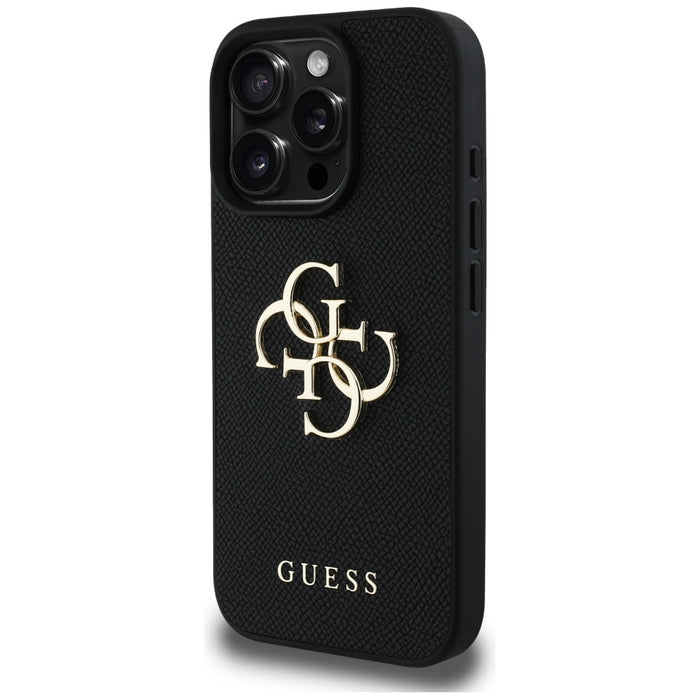 Guess Grained Big 4G Logo Small Classic Logo case for iPhone 16 Pro - black
