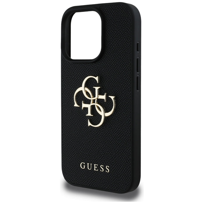 Guess Grained Big 4G Logo Small Classic Logo case for iPhone 16 Pro - black