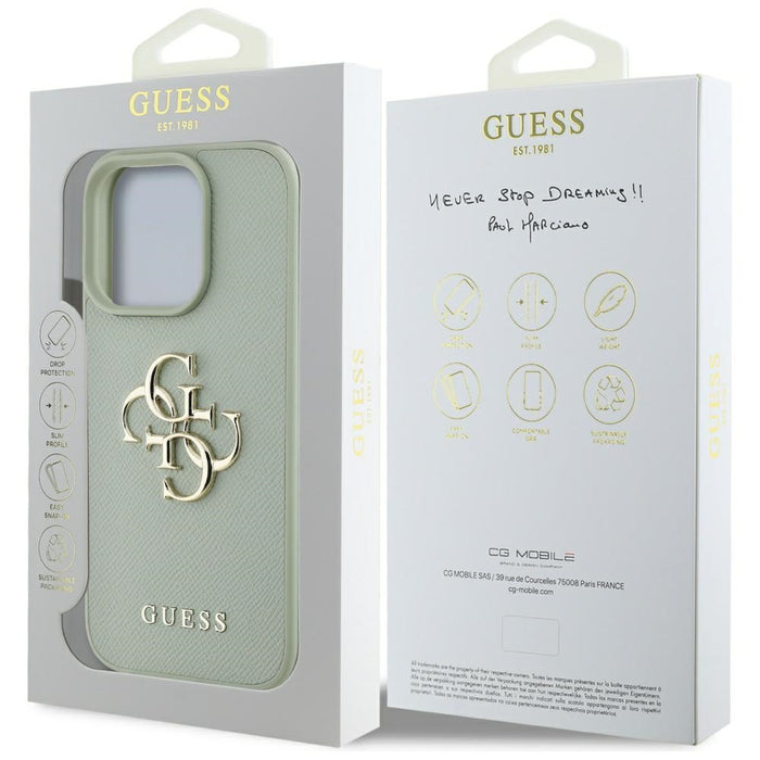 Guess Grained Big 4G Logo Small Classic Logo case for iPhone 16 Pro - green