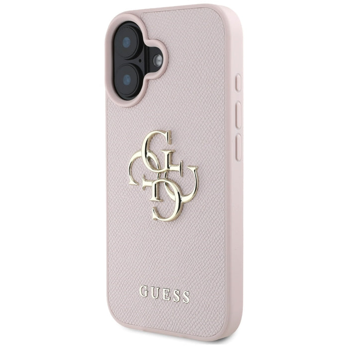 Guess Grained Big 4G Logo Small Classic Logo case for iPhone 16 - pink