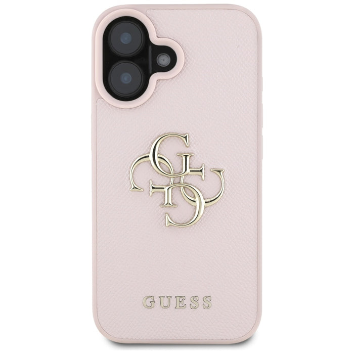 Guess Grained Big 4G Logo Small Classic Logo case for iPhone 16 - pink