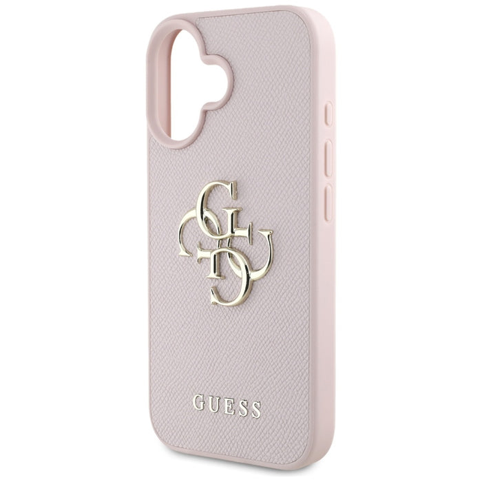 Guess Grained Big 4G Logo Small Classic Logo case for iPhone 16 - pink