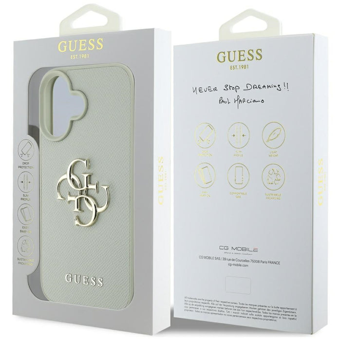 Guess Grained Big 4G Logo Small Classic Logo case for iPhone 16 - green