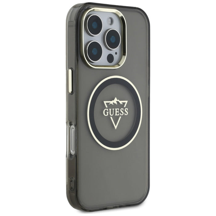 Guess IML Metal Mountain Logo MagSafe iPhone 16 Pro Case - Black