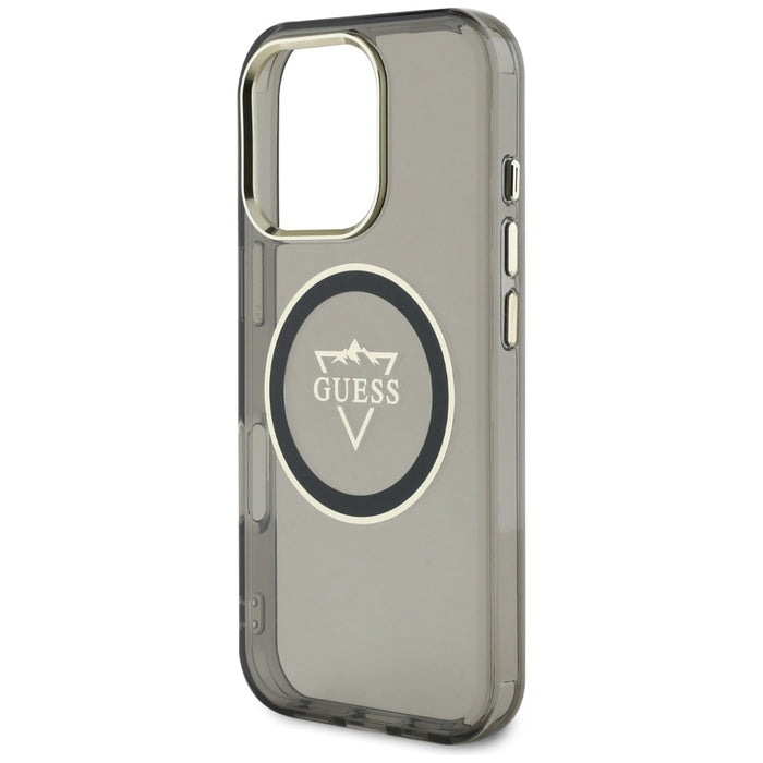 Guess IML Metal Mountain Logo MagSafe iPhone 16 Pro Case - Black