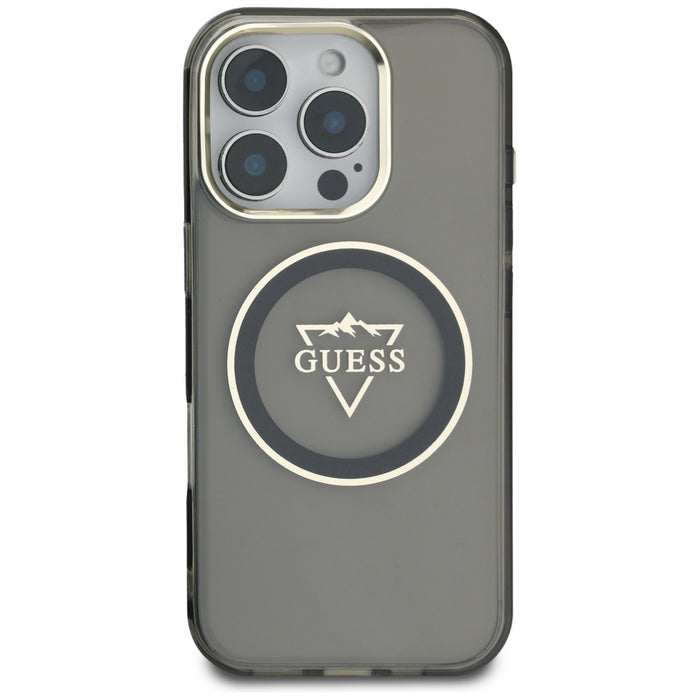 Guess IML Metal Mountain Logo MagSafe iPhone 16 Pro Max Case - Black