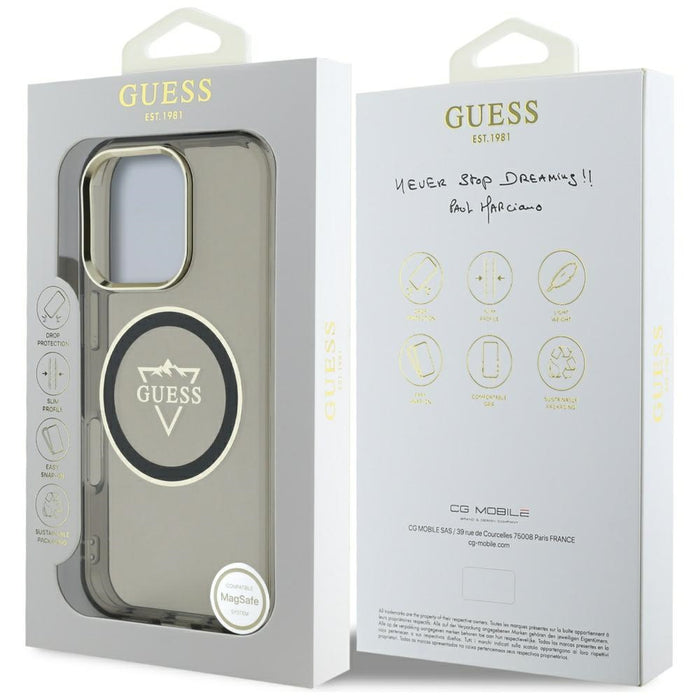 Guess IML Metal Mountain Logo MagSafe iPhone 16 Pro Max Case - Black