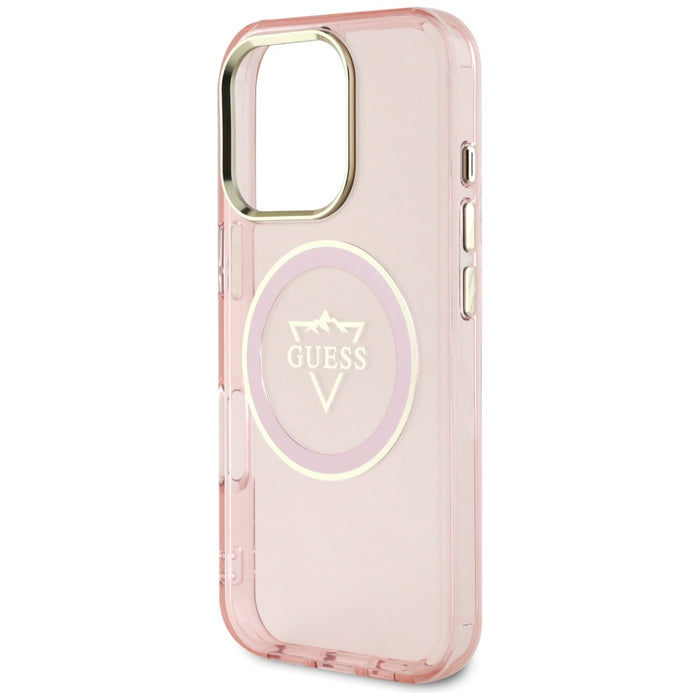 Guess IML Metal Mountain Logo MagSafe iPhone 16 Pro Max Case - Pink