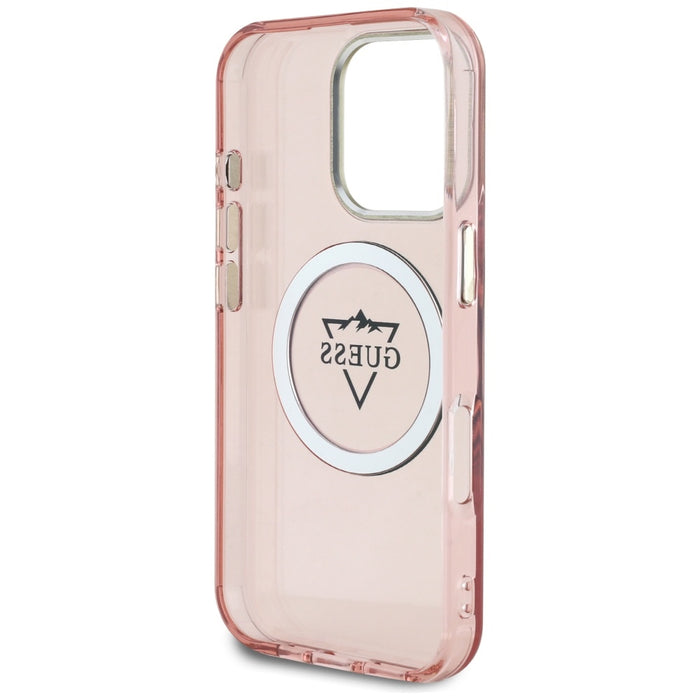 Guess IML Metal Mountain Logo MagSafe iPhone 16 Pro Max Case - Pink