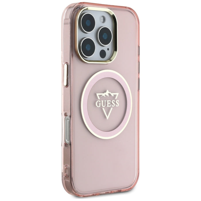 Guess IML Metal Mountain Logo MagSafe iPhone 16 Pro Max Case - Pink