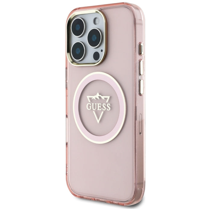Guess IML Metal Mountain Logo MagSafe iPhone 16 Pro Max Case - Pink