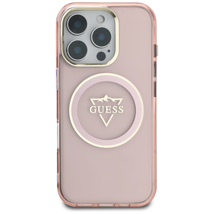 Guess IML Metal Mountain Logo MagSafe iPhone 16 Pro Max Case - Pink