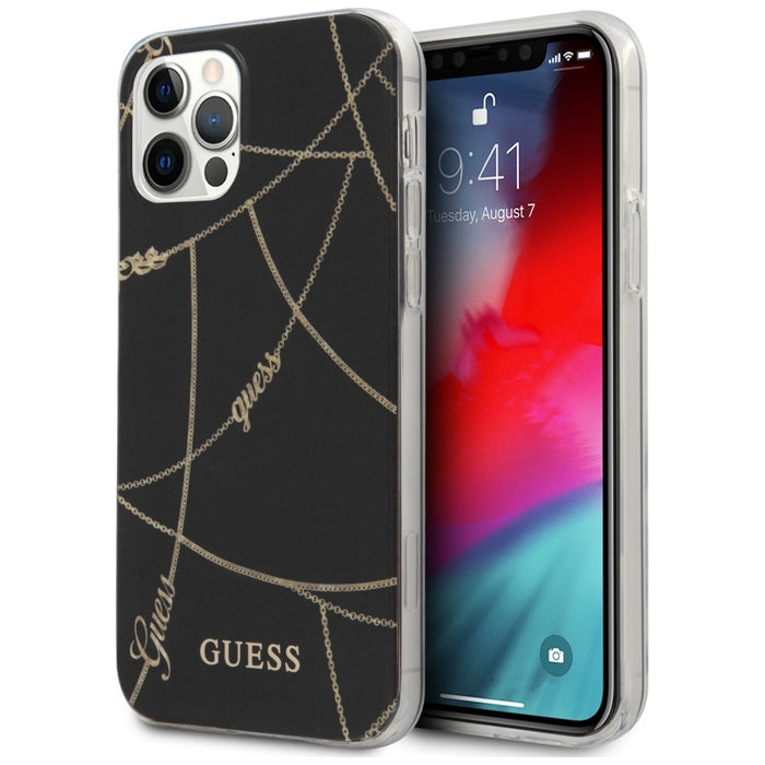 Guess Gold Chain Collection iPhone 12 Pro Max 6.7" Case - Black