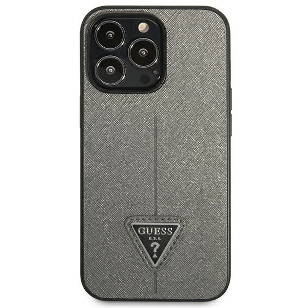 Guess Saffiano Triangle Logo case for iPhone 13 Pro / 13 6.1" - silver