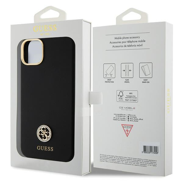 Guess Silicone Logo Strass 4G Case for iPhone 15 Plus / 14 Plus 6.7" - Black