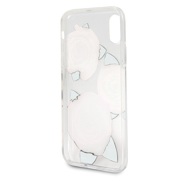 Guess Flower Desire Red Rose iPhone X Case - Transparent