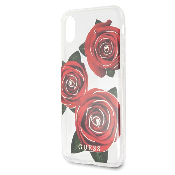 Guess Flower Desire Red Rose iPhone X Case - Transparent