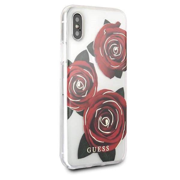 Guess Flower Desire Red Rose iPhone X Case - Transparent