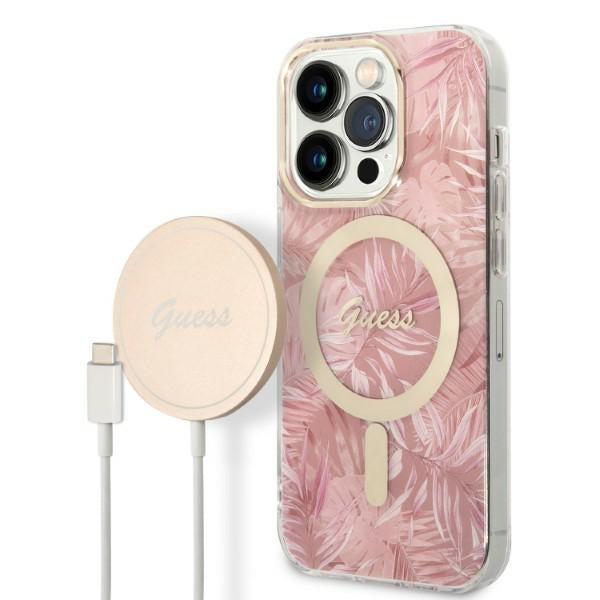 Guess MagSafe case + charger set for iPhone 14 Pro 6.1&quot; - pink