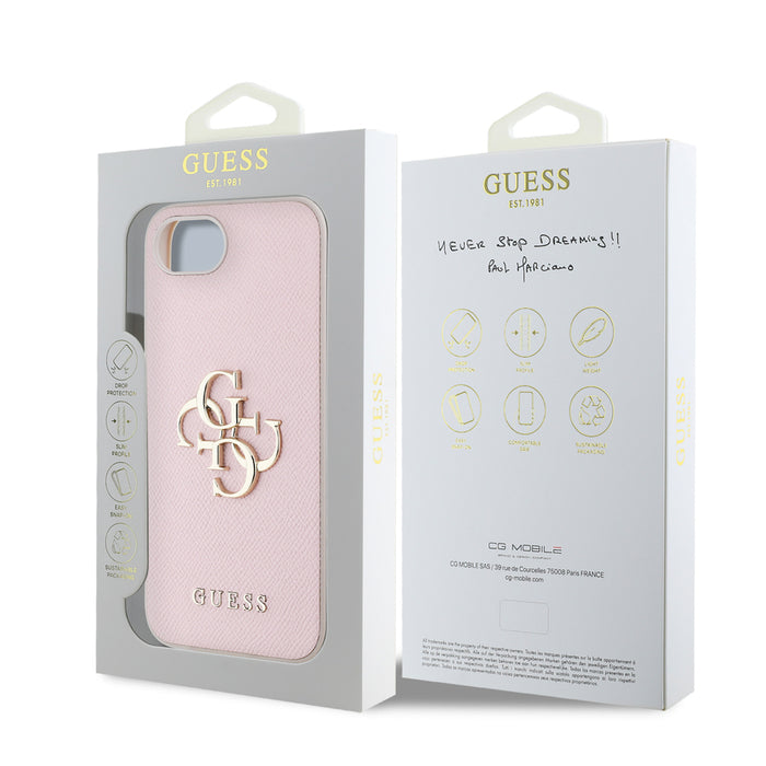 Guess PU Grained 4G Metal Logo iPhone 16e Case - Pink