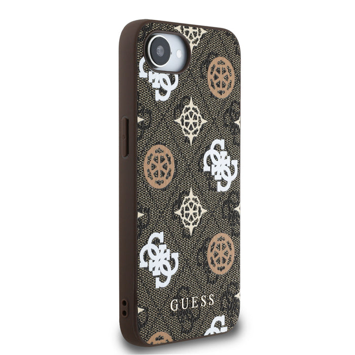 Guess PU 4G Peony case with MagSafe for iPhone 16e - brown