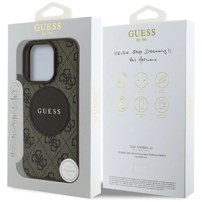 Guess 4G Circle Classic Logo MagSafe case for iPhone 16 Pro Max - brown