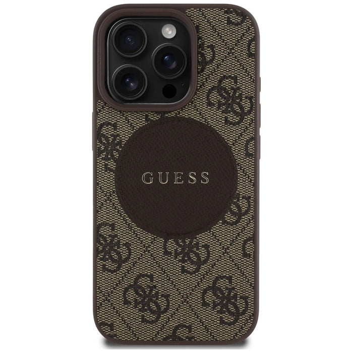 Guess 4G Circle Classic Logo MagSafe case for iPhone 16 Pro Max - brown