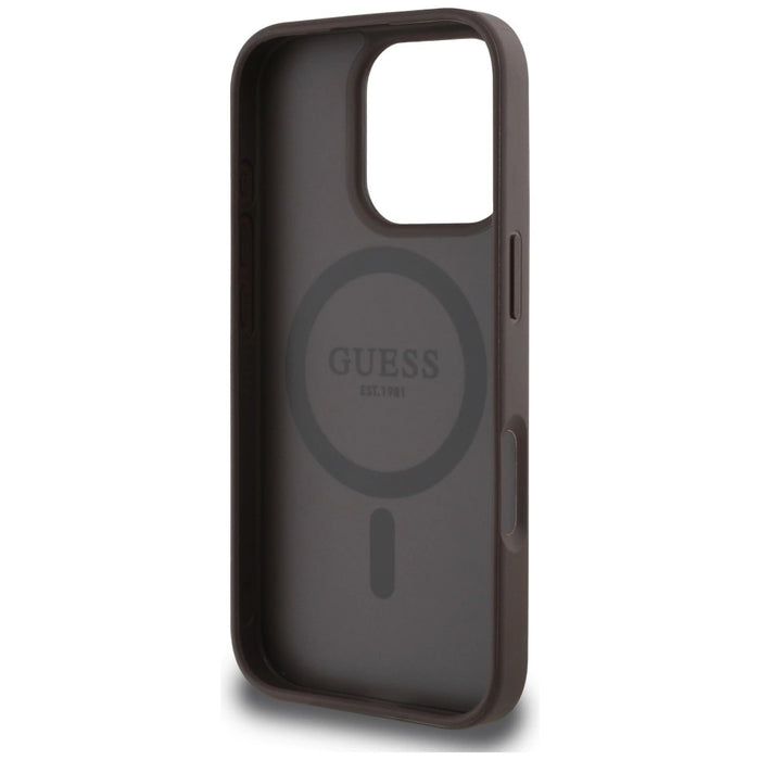 Guess 4G Circle Classic Logo MagSafe case for iPhone 16 Pro Max - brown