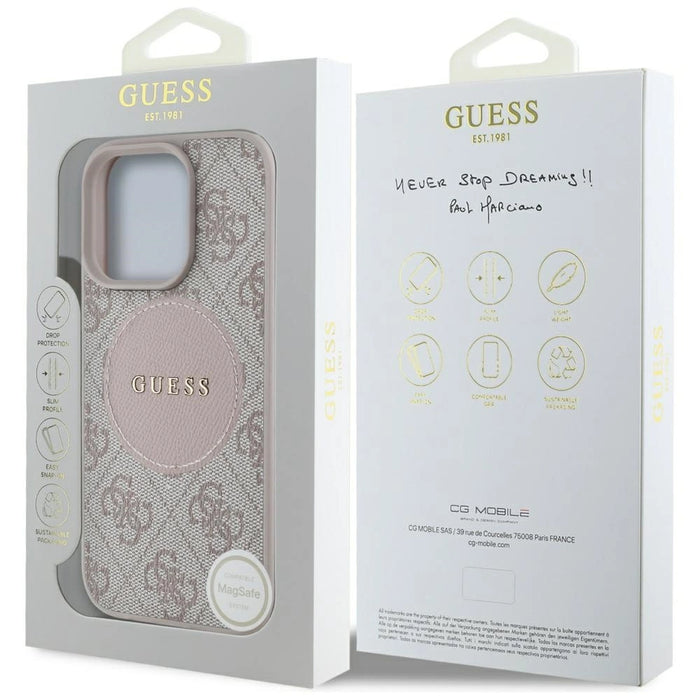 Guess 4G Circle Classic Logo MagSafe case for iPhone 16 Pro Max - pink