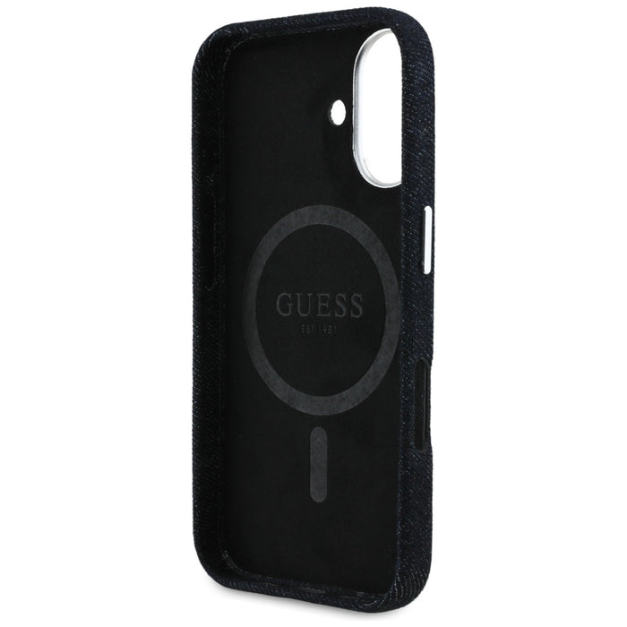 Guess Denim Triangle Logo MagSafe case for iPhone 16 - black