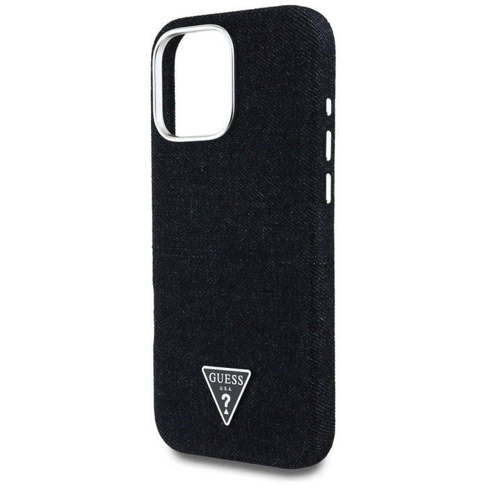 Guess Denim Triangle Logo MagSafe iPhone 16 Pro Max Case - Black
