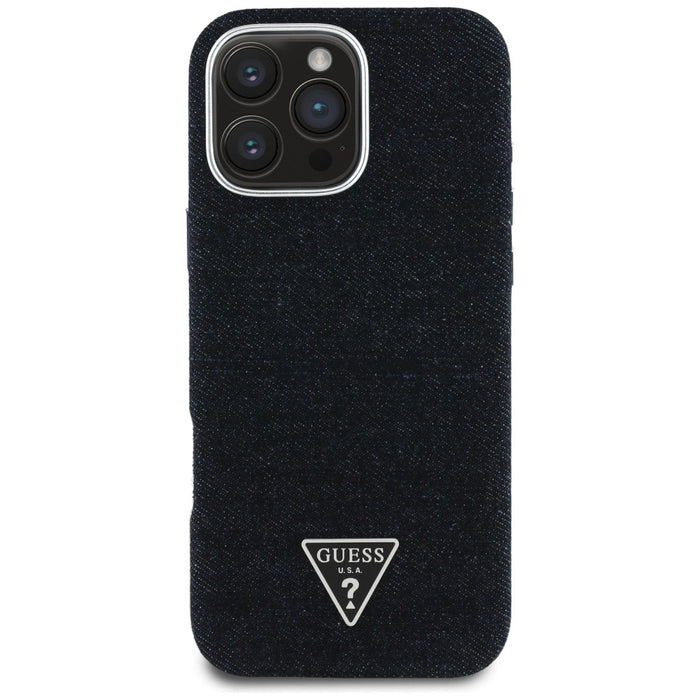 Guess Denim Triangle Logo MagSafe iPhone 16 Pro Max Case - Black