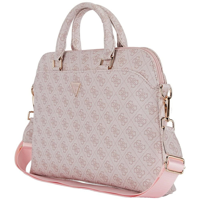 Guess 4G Zipper Pocket Triangle Logo 15&quot; Laptop Bag - Pink
