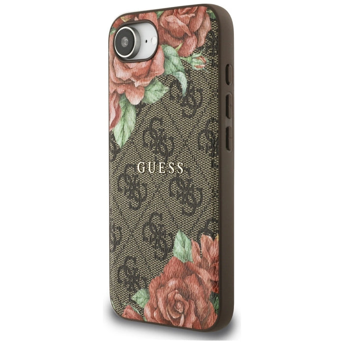 Guess 4G Flowers Print MagSafe case for iPhone 16e - brown
