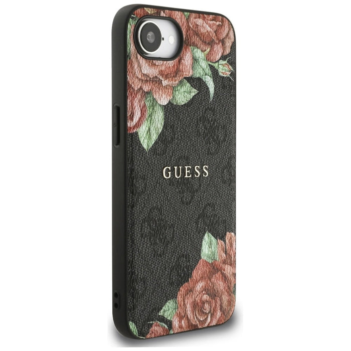 Guess 4G Flowers Print MagSafe case for iPhone 16e - black