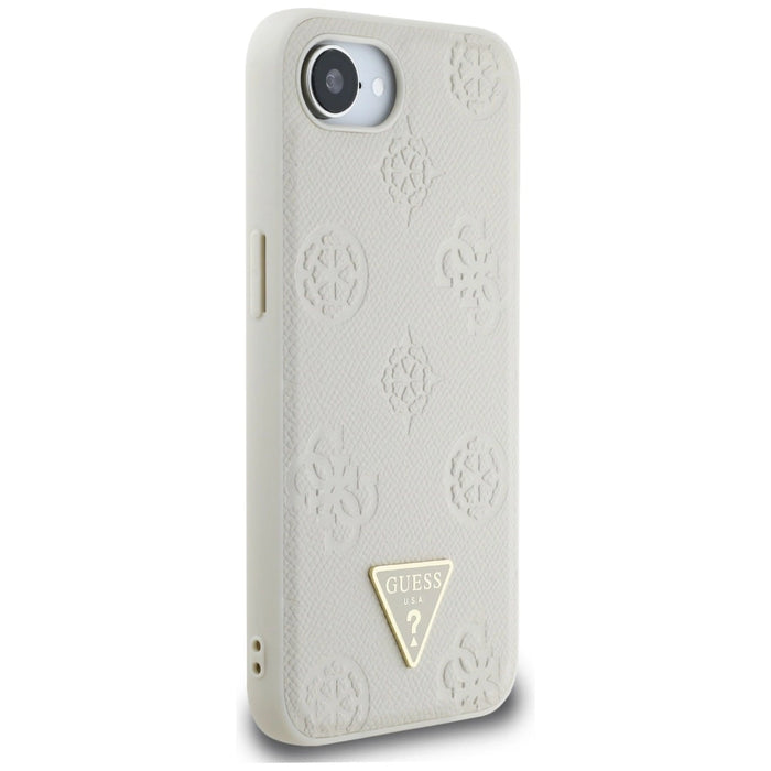Guess Grained Hot Stamp Peony Triangle Logo MagSafe case for iPhone 16e - beige