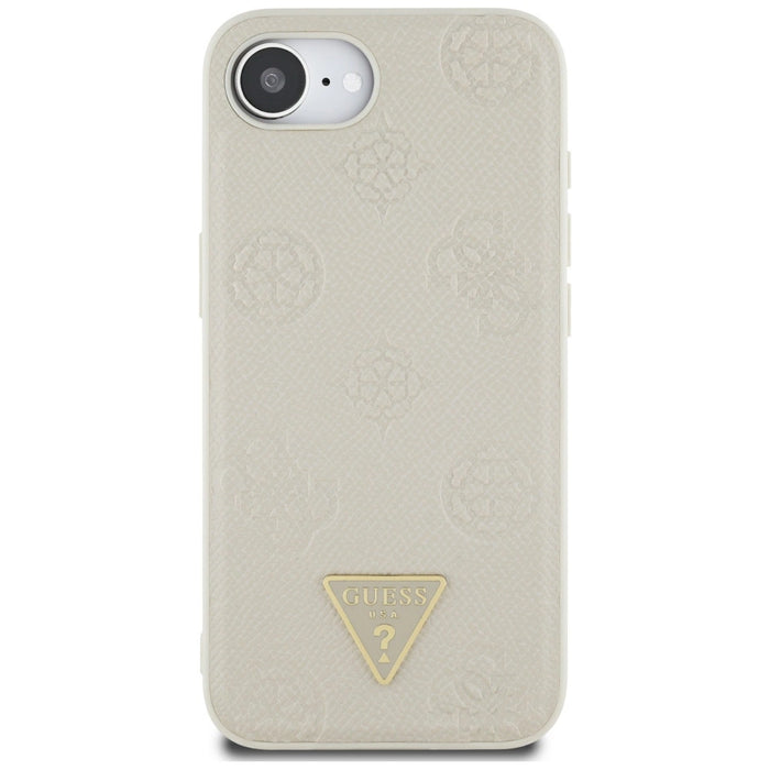 Guess Grained Hot Stamp Peony Triangle Logo MagSafe case for iPhone 16e - beige