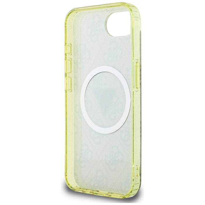 Guess IML Metal Glitter 4G Circle Triangle MagSafe case for iPhone 16e - brown